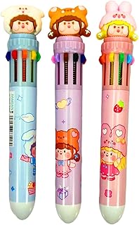 FunBlast 10 In 1 Pens For Kids Ball Pen Set For School&Office-Cartoon Pen For Office,School Stationery Items For Kids-Stationery Kit,Stationery Set,Bi