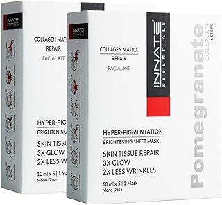 Innate Pomegranate Collagen Repair Facial Kit | Anti Aging Brightening Skin Treatment | Reduces Wrinkles, Pigmentation & Dullness | Niacinamide Allant