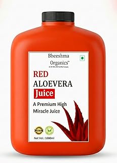 Red Aloe Vera Juice 1L | Immunity Booster, Digestion Support, Skin Glow & Detox Drink | No Added Sugar, No Chemicals | 100% Pure Organic Ayurvedic Jui