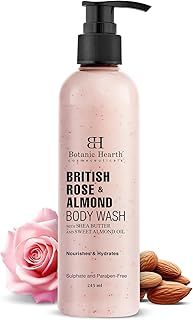 Botanic Hearth British Rose & Almond Body Wash with Shea Butter | Moisturizing Body Wash Shower Gel for Softer, Smoother Skin | Sulfate & Paraben Free