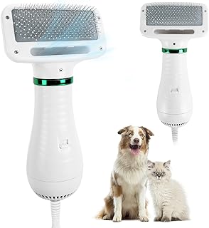 Dog Hair Dryer,2 in 1 Pet Hair Dryer with Slicker Brush,Dog Blow Dryer with 2 Adjustable Heat Setting Dogs Bath Brush for Grooming Small Medium Dogs C