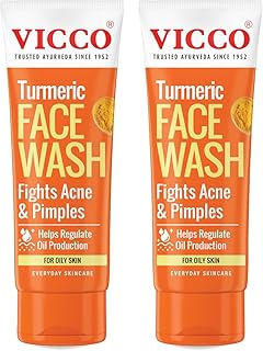 Vicco Turmeric Face Wash I Ayurvedic Turmeric Face Wash I Controls Oil I Fights Pimple & Acne Causing Germs & Revitalises Skin I Healthy, Even Glow I
