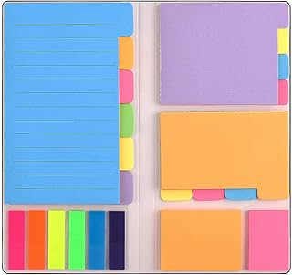 MeRaYo Sticky Notes Set Neon Memo Pad Divider Self Stick Notes Pads Bundle with Bookmark Index for Planner Sticky Notes Journaling Notebook Diary for