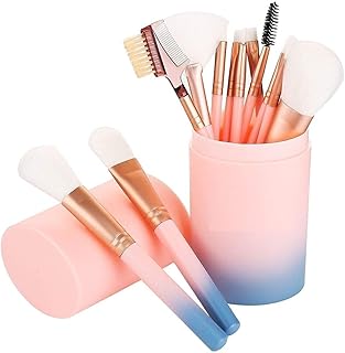 Makeup Brush Set With Storage Barrel - Pack of 12 (Light Pink) (Pack of 12)