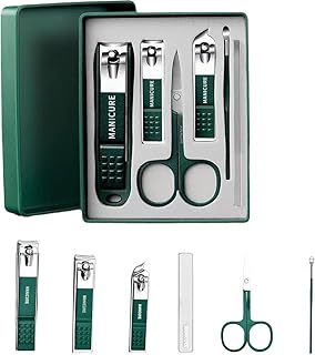 WEZOSHINET Stainless Steel Professional Manicure Set Nail Cutter For Women Nail Scissors Luxury Grooming Kit Manicure Pedicure Kit For Women (6 PCS GR