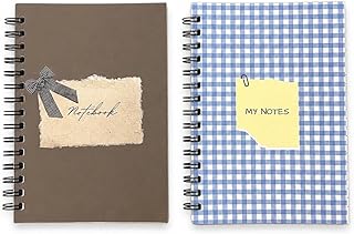 A5 Spiral Bound Ruled Notebook, Set of 2, 100 GSM Thick Paper, for Writing, Notes, Office & College