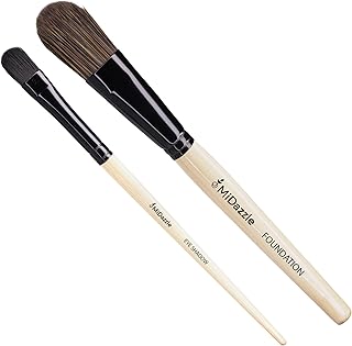 Midazzle Premium Wooden Eye Shadow Brush with Premium Wooden Foundation Brush Makeup Brush for Makeup Beauty with Smooth Soft Hair Bristles Natural Ha