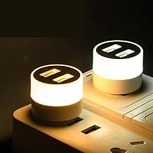 2 in 1 USB Port with Lamp Reading,Mini LED Light, USB Charger Adapter for Phone, iPad, and Tablet, Portable Night Light Compatible for Power Bank, Lap