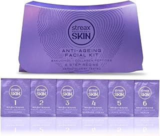 Streax Professional Anti Ageing Facial Kit for Wrinkle Reduction, Firming & Youthful Glow, Reduces Fine Lines, Boosts Collagen, 6 Step Professional Sa