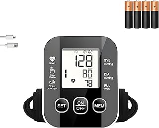Fully Automatic Digital Blood Pressure Monitor for Home Use | Upper Arm BP Machine with Large Cuff | Voice Broadcast | LCD Display | 4×AAA Batteries I
