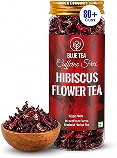 BLUE TEA - Hibiscus Tea - 50 gm (80+ Cups) | SKIN GLOW ENHANCING TEA | Flower Based - Herbal Tea - Caffeine Free - Tangy Flavor - Non-GMO | Featured i