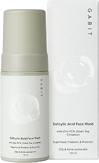Gabit Salicylic Acid Face Wash for Oily, Acne Prone Skin | 1% Salicylic, Deeply Cleanse Pores, Exfoliates & Non-drying | Green Tea, Vit B5, Zinc PCA |