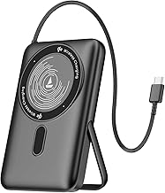 Boat Qi2 Certified PB330 Pro Magsafe 10000mAh Power Bank,15W Wireless Fast Charging, Digital Display, Built-in Retractable Stand & Cable for iPhone 15