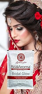 Real Aroma Professional Bridal Glow Facial kit, Single Use, Biotin-Infused Skin Care Formula 6 step facial