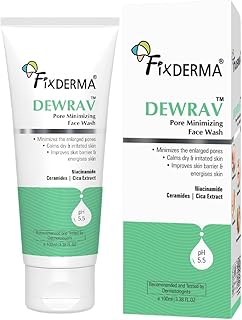 Fixderma Dewrav 2% Niacinamide Pore Minimizing Face Wash with Ceramides & Cica Extract | Face Wash for Open Pores Tightening | Strengthens Skin Barrie