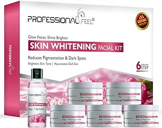 Professional Feel Skin Whitening & Tightening Facial Kit, Gel Scrub + Cleanser + Cream Scrub + Massage Cream + Facial Gel + Face Pack (Set of 6) 300 g