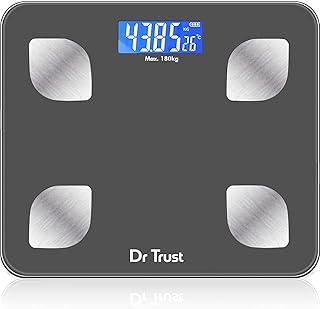 Dr Trust (USA) Rechargeable Bluetooth Digital Smart Fitness Body Fat Composition Analyzer BMI Weight Machine For Human USB Electronic Weighing Scale-