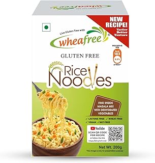 Wheafree Gluten Free Instant Rice Noodles | Masala Noodles With 14 Spices & Herbs, Source of Fibre, Iron and Vitamin A, B & C | No Maida | 200 Grams