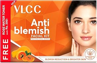 VLCC Anti Blemish Facial Kit - 300g with Free Rose Water Toner - 100 ml | Skin Brightening Facial Kit for Dry, Sensitive & Oily Skin Types | Fight Ble