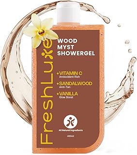 Wood Myst Body Wash & Shower Gel | Infused with 1% Saligaurd PCG & Vitamin C with Sandalwood | Reduces Uneven Skin Tone & Dullness | Soothes & Nourish