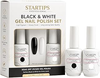 Black & White Gel Nail Polish Set (2 x 15ml) – High Pigment, Glossy Finish UV/LED Soak-Off Gel Nail Paint | Long-Lasting, Chip-Resistant Salon Quality