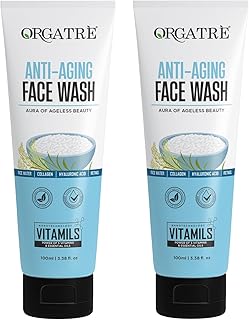 Orgatre Anti-Aging Face Wash for Men & Women | With Rice Water, Collagen, Hyaluronic Acid & Retinol | Gentle Cleanser for Wrinkles, Fine Lines, Hydrat