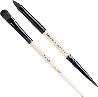 Midazzle Premium Wooden Eye Shadow Brush with Premium Wooden 2 In 1 Lip Filler and Lip Liner Brush Makeup Brush for Makeup Beauty with Smooth Soft Hai