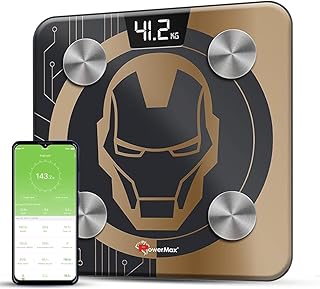 Powermax BCA-130 IRON MAN (GOLD) BMI Weight Machine for Body Weight, Digital Body Fat Analyzer & Smart Body Composition Weighing Scale, 13 Body Parame