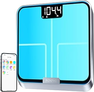 RENPHO Smart Scale for Body Weight, Scale with Lights to Remind Weighing, Body Fat Scale, Smart Bluetooth App to Customize Scale Colors, Rechargeable