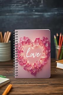 CULTURE GRAPHIC Spiral Notebook with Pink Rose Petal Heart Design, Love Theme Journal, Hardcover Writing Diary | 160 Unruled White Pages | Wiro-Bound