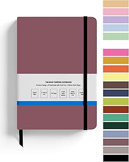 A5 Dot Grid Notebook - 120 Gsm (215 X 150 Mm) | A5 Hardcover Notebook | 160 Dotted Pages with Backpocket | Hard Bound Notebook with Elastic Band | Off
