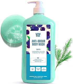 WildOak Anti-Odor Body Wash | 750 ml | Salicylic Acid + Chlorhexidine + Zinc PCA - Fights odor causing bacteria | Peppermint + Menthol + Probiotics -