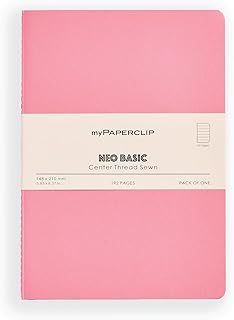myPAPERCLIP NeoBasic A5 Ruled Notebook | 192 Pages, 80 GSM, 250 GSM Soft Cover, A5 (5.83 x 8.27 in) | Pink
