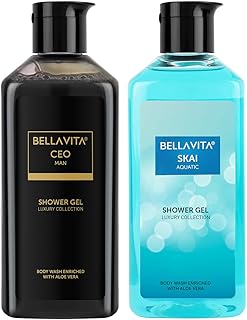 Bella Vita Luxury CEO Man & Skai Aquatic Body Wash Refreshing Shower Gel for Deep Cleansing, Hydrating & Moisturising Skin with Aloe Vera, 250 ml Each