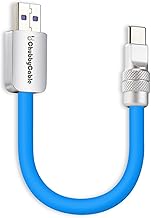 chubbycable Cute Chubby 120W Short USB-C Cable Power Bank Fast Charging Cable Silicone Charger Cord Compatible with iPhone 17-15 Series iPad, Blue, US