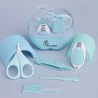 R for Rabbit Stylo Apple New Born Baby 5 in1 Nail Grooming Kit for Baby Manicure Set with Kids Nail Cutter,Tweezer, Filer, Ear Pick and Scissors (Blue