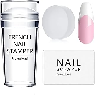 Keli French Manicure Nail Stamp Kit | Gel Nail Polish Art Set French Tip Printing Tool DIY Nail Art Kit - Home Salon Indoor Outdoor Manicure Fingerpri