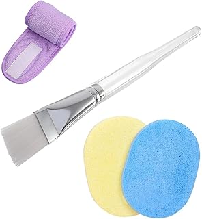 Women Facial Sponges Wipes with Face Mask Brush and Facial Hair band Combo Cosmetic Puff Face Care For Cleansing Face Reusable Multipurpose Tools for