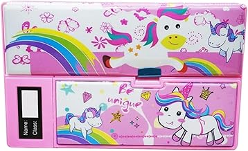 1 Pcs Calculator Geometry, calci Geo Art Plastic Unicorn Jumbo Double Sided Geometry Box for Kids (Joy-@BN001 - Random Selection for Design) (Pink-Uni