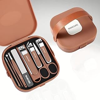 8-in-1 Manicure Pedicure Set for Men & Women | Premium Stainless Steel Grooming Kit with Nail Clippers, Scissors, Tweezers & File | Portable Travel-Fr