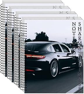 KRASHTIC Black Car Cover 4 Set A4 Spiral Notebook 140 Pages Blank Spiral Notebook Unlined Notebook Soft Cover A4 Size For School and College Student