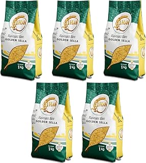 Lihan Golden Sella Basmati Rice 5kg – Long Grain, Non-Sticky & Fluffy | Premium Aromatic Rice for Biryani & Daily Meals | 1kg (Pack of 5)