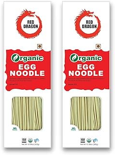 Red Dragon Chinese Non Sticky Egg Noodles Fresh And Delicious Organic Tasty Cuisine 600G (Pack Of 2) |No Preservatives, Low Carb, 600 grams