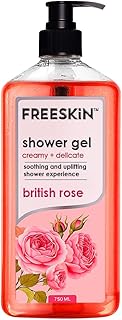 Freeskin British Rose Shower Gel-750ml Creamy + Delicate – Luxurious Floral Body Wash with Natural Rose Extracts for Gentle Cleansing, Deep Hydration,