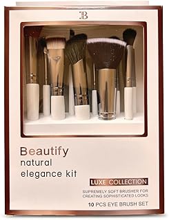Beautify Natural Elegance Kit Luxe Collection Makeup Brush Set, Supremely Soft, 10 Pieces