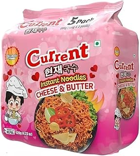 Current Cheese & Butter Flavour, Instant Ramen Noodles, Pack of 5, 120g Each, 600g Total
