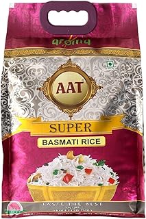 AAT Aroma Super Basmati Rice | Full Grain | Premium Long Grain, Naturally Aromatic, Non-Sticky & Fluffy | Ideal for Pulao, Jeera & Fried Rice | 5Kg Po