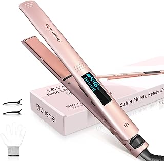 1 Inch Flat Iron Hair Straightener with LED Display, Professional PTC Ceramic Negative Ion Hair Iron, Dual Voltage Hair Straightener for Women Hair, H