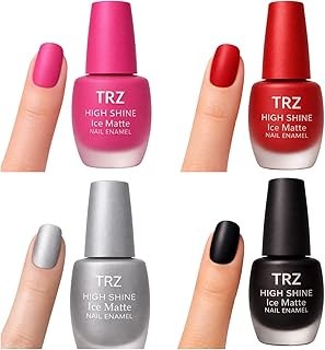 Nail Polish Combo Pack of 4 Ice Matte Shades – Quick Dry Long Lasting Matte Finish Nail Paint Set for Women & Girls, Smooth Coverage, Trendy Frost Col