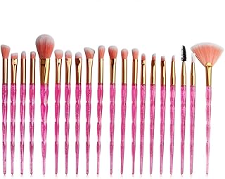 Pack of 20pcs Diamond Style Eye Shadow Eyeliner Blending Blush Concealer Makeup Brushes Sets (bright+rose)